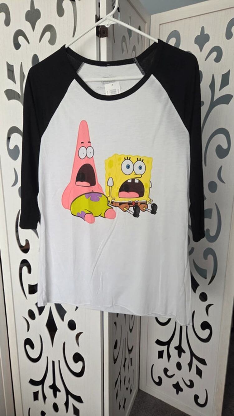 NWT Nickelodeon SpongeBob Patrick Raglan Graphic Tee Shirt Medium